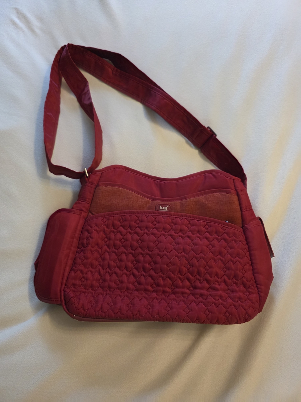Lug Quilted Crossbody Bag in Deep Red